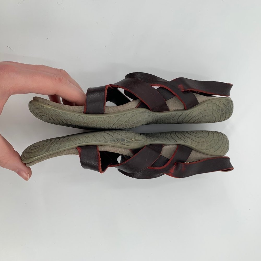 PRADA Strappy Sandal Leather Burgundy 38.5 Shoe - Picture 3 of 11